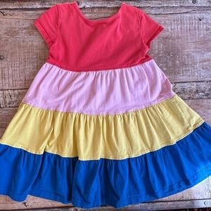 Hanna Andersson Girls Tiered Dress Multi Color Size 4
